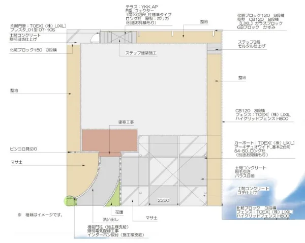 平面図　機能門柱施主支給