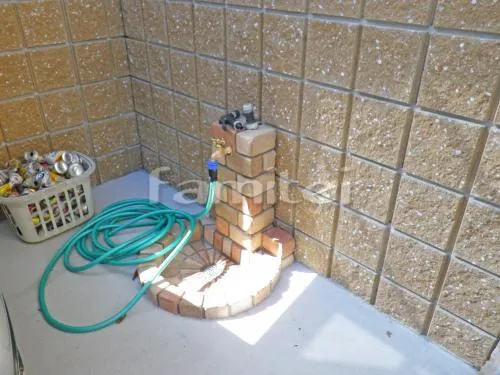 洋風立水栓ユニット ニッコーエクステリア サークルタイプPA 蛇口1個ゴールド 水受け(パン)セット ミックス ブリック調 洗い場