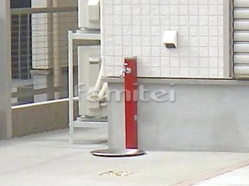 洗い場 立水栓 ユニソン スプレスタンド ダークレッド 蛇口1個シルバー 水受け皿(パン) シャインポット