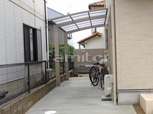 自転車バイク屋根 プライスポートミニ 駐輪場屋根 サイクルポート R型アール屋根 土間コンクリート 伸縮目地