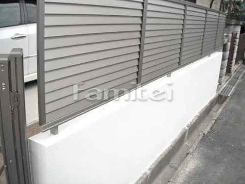 目隠しフェンス塀 LIXILリクシル プレスタ8型 TOEXトエックス 塗り壁 アイカ工業 ジョリパット塗装