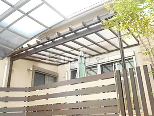 フル木製調テラス屋根(パーゴラ風) 三協アルミ ナチュレ 1階用 F型フラット屋根