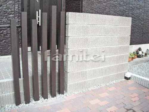 目隠し化粧ブロック塀 ユニソン ジャスティ オータムブラウン 木製調デザインアルミ角柱 プランパーツ 角材