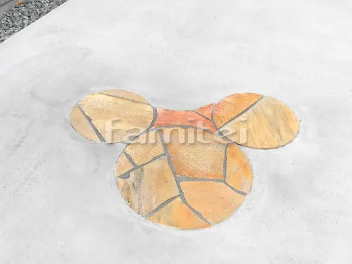 アクセント 床石貼り 乱形石 石英岩 カナリア フラミンゴ ミニーデザイン ディズニー