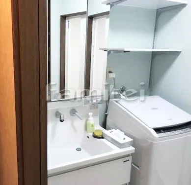 洗面化粧台 タカラスタンダード ファミーユ 3面鏡 W75 人造大理石 ハイバックカウンター クリスタルホワイト