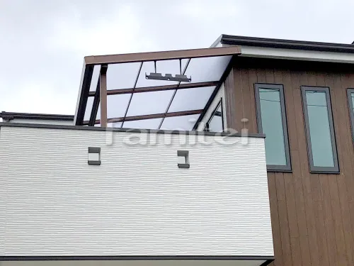 フル木製調ベランダ屋根 LIXILリクシル シュエット 2階用 F型フラット屋根 物干し