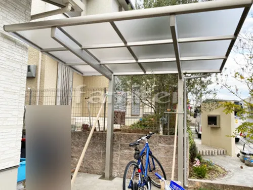 自転車バイク屋根 YKKAP 木製調 エフルージュグランミニ サイクルポート F型フラット屋根