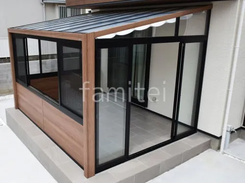 ガーデンサンルーム  LIXIL 木製調ガーデンルームGF 引戸サッシ仕様 フラット屋根