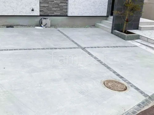 駐車場ガレージ床 土間コンクリート仕上 目地 方形石