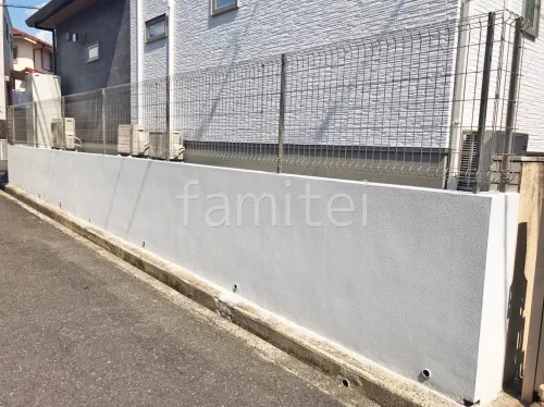 境界フェンス塀 YKKAP イーネット3F型 塗り壁 タカショー ジョリパット塗装
