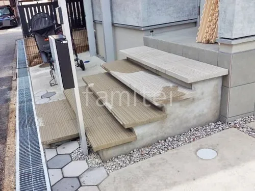 玄関アプローチ 浮遊階段（蹴込み階段） 床平板敷き ユニソン ベガスネオ