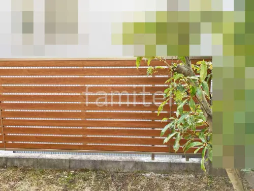 アルミ形材 フェンス 三協アルミ 木製調シャトレナII 1型 横板格子・片面 目隠し 木調・ラティス
