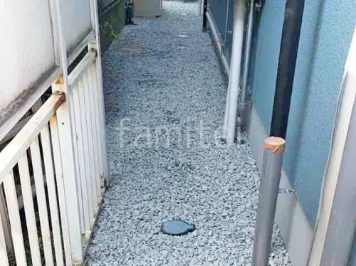犬走り 防犯砂利敷き バラス砕石 防草シート加工
