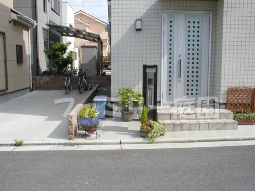 堺市　リフォーム外構　アプローチ：洗い出し、自然石乱系貼り
