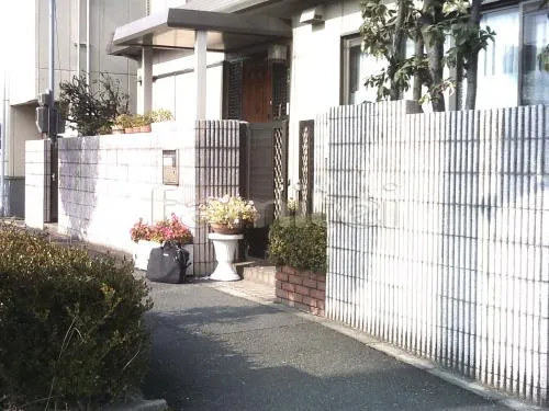 東大阪市　門まわりリフォーム　カーポート１台　化粧ブロック塀