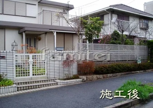 奈良市　リフォーム工事　植栽撤去し　花壇　フェンス設置