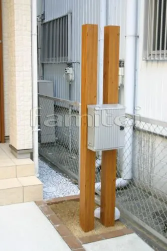 茨木市　オープン外構　カーポート　ベランダ屋根　機能門柱