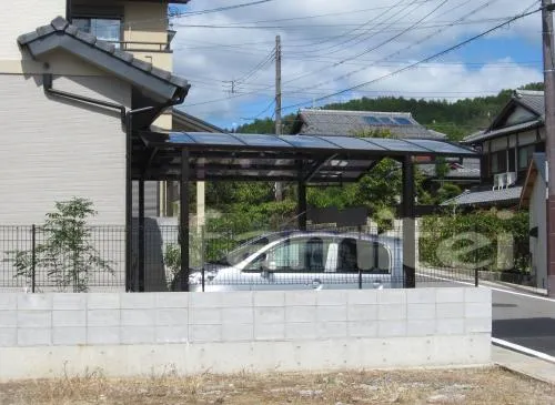 京都市　カーポート2台用　テラス屋根１Ｆ用　境界フェンス