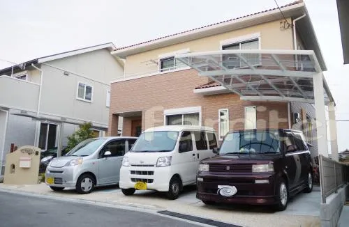 紀の川市　オープン南欧風外構　マリンランプ　カーポート　郵便受け