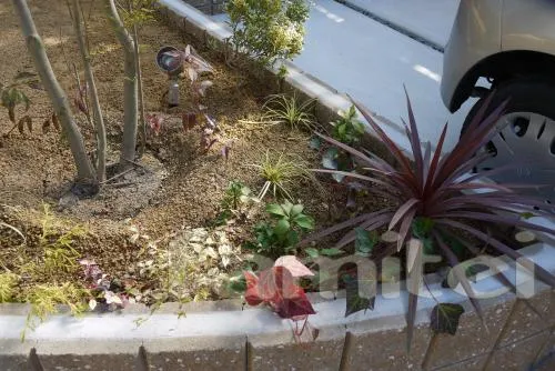 堺市　オープン外構　シンボルツリー　花壇　カーポート　土留め化粧ブロック