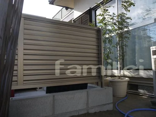 和歌山市　リフォーム外構　壁　塗り替え　境界フェンス TOEX　花壇