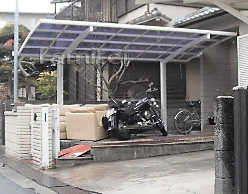 加古川市　カーポート　バイク車庫屋根　プライスポート１台