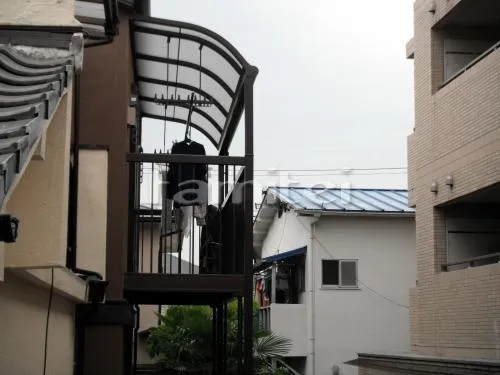 茨木市　オープン外構　機能門柱　バルコニーベランダ屋根２階