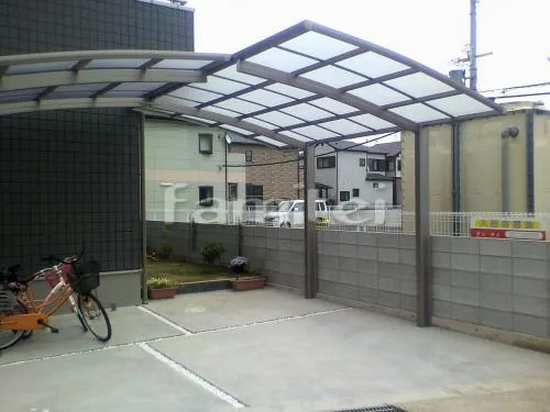 和歌山市　シンプルオープンポスト取付　木製角柱　カーポート