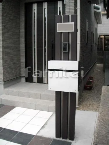 宇治市　オープン外構　カーポート２台　機能門柱