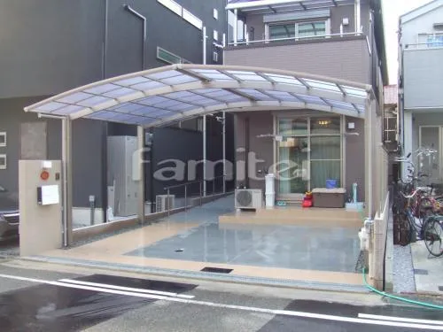 堺市　カーポート プライスポート２台ワイド　ベランダ屋根 レギュラーテラス屋根２階