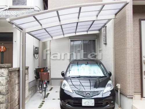茨木市　カーポート　プライスポート1台　ベランダ物干　レギュラーテラス屋根２階