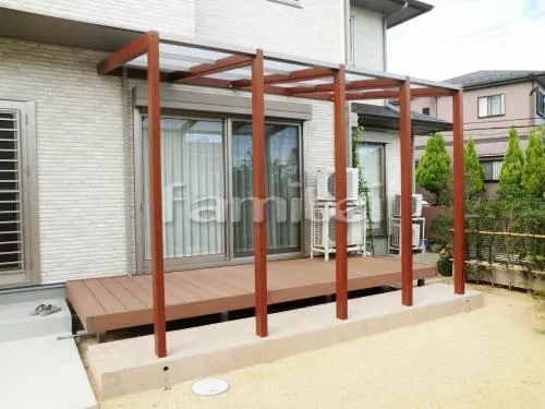 京都市  ガーデンルーム LIXIL(リクシル) ココマ オープンテラスタイプ タイルステップ 生垣 金木犀
