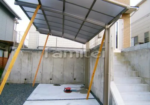 生駒市 カーポート プライスポート１台 レギュラーテラス屋根１階 物干し　