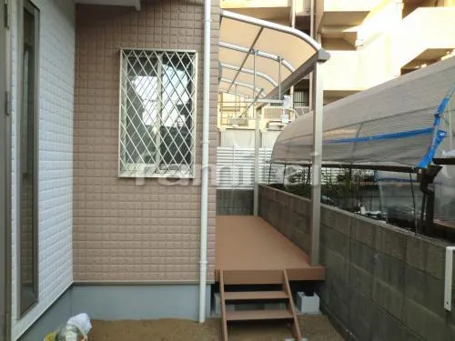 堺市　新築オープン外構　YKKリウッドデッキ ヴェクターテラス屋根1階