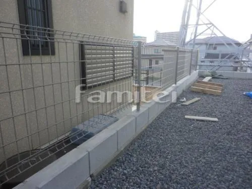 和歌山市 新築オープン外構 ガラスブロックタイル門柱 サイクルポート