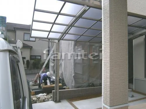 岸和田市 カーポート プライスポート１台  ベランダ屋根 レギュラーテラス屋根２階 物干し