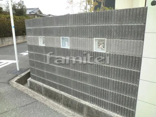 和泉市 オープンリフォーム外構 タイル門柱 目隠しフェンス塀 ガラスブロック塀