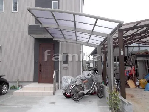 和歌山市 新築オープン外構 カーポート プライスポート1台 レギュラーテラス屋根1階