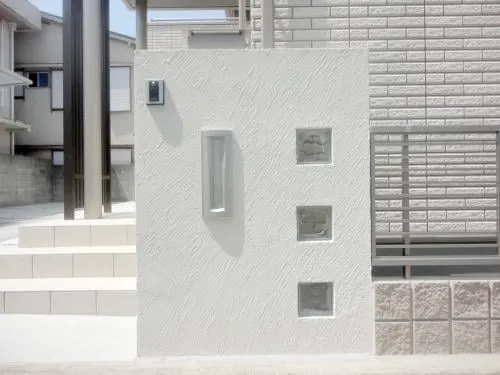 和歌山市 新築オープン外構 ガラスブロック門柱 カーポート レイナポート YKK　