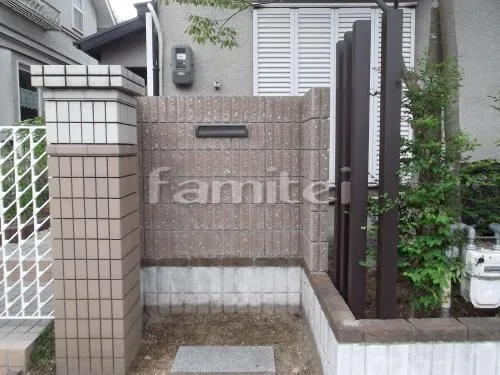 神戸市 セミクローズ外構リフォーム ブロック門柱 フラットサンルーム