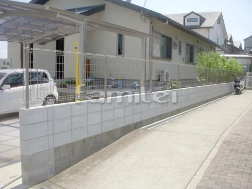 和歌山市 車庫まわりリフォーム 化粧ブロック 境界フェンス ハイグリッドフェンスＵＦ−8型