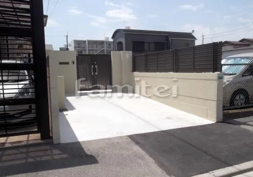 西宮市 新築オープン外構 目隠しフェンス塀 プリレオR9型 LIXIL
