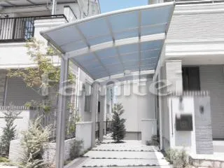 堺市 カーポート YKKAP レイナポートグラン 縦1.5台用(1台+延長 縦連棟) R型アール屋根