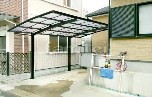 京都市 カーポート プライスポート 1台用(単棟) Ｒ型アール屋根
