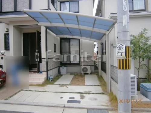 和泉市 エクステリア工事 カーポート ＹＫＫＡＰ レイナポートグラン 1台用（単棟） Ｒ型アール屋根