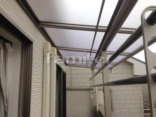 大阪市平野区 エクステリア工事 ベランダ屋根 フラットテラス屋根 2階用 Ｆ型