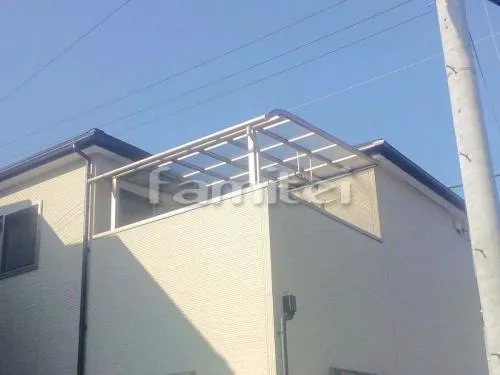 姫路市 エクステリア工事 ベランダ屋根 レギュラーテラス屋根 2階用 Ｒ型アール屋根 物干し