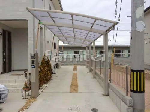 神戸市 エクステリア工事 カーポート YKKAP レイナポートグラン 縦2台用(縦連棟) R型アール屋根