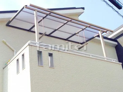 香芝市 エクステリア工事 ベランダ屋根 レギュラーテラス屋根 2階用 Ｒ型アール屋根 物干し