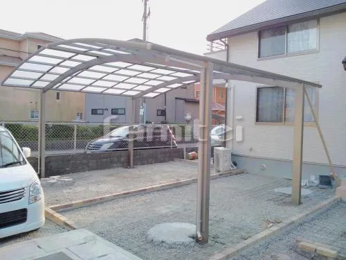 姫路市 エクステリア工事 カーポート プライスポート 横2台用(ワイド ツイン) R型アール屋根